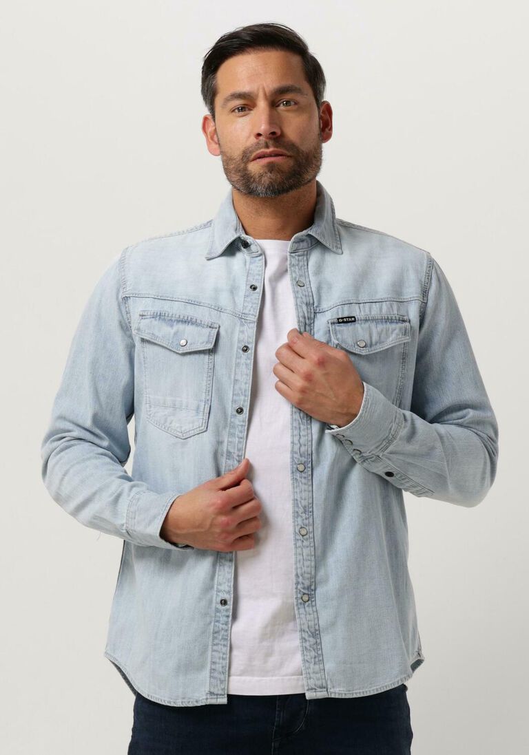 G-STAR RAW lichtblauwe g-star raw casual overhemd slim denim shirt