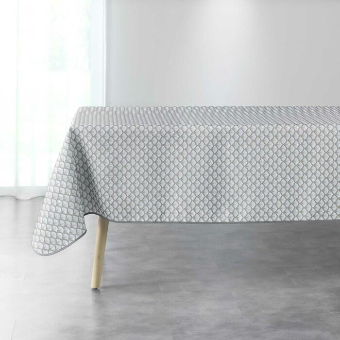 NAPPE RECTANGLE 150X240 CM POLYESTER IMPRIME ARTCHIC BLANC