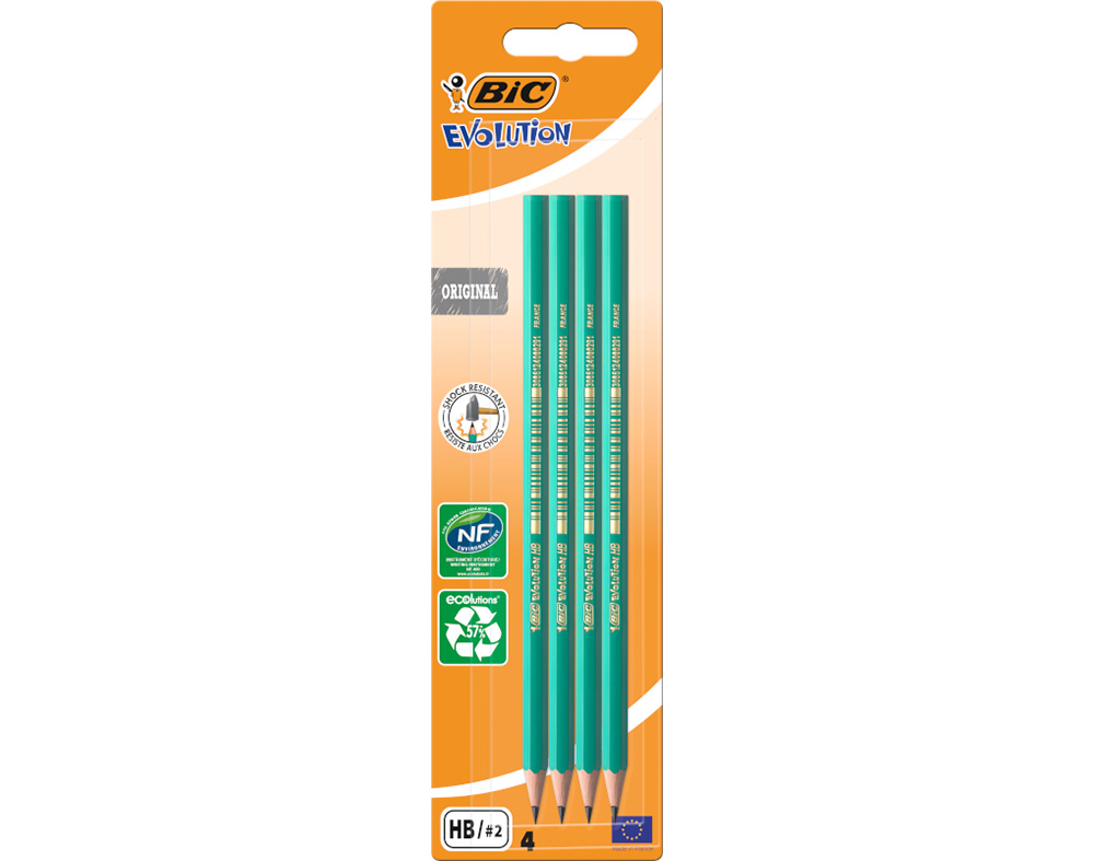 LÁPIS GRAFITE EVOLUTION BIC ECOLUTIONS HB 4 UNIDADES