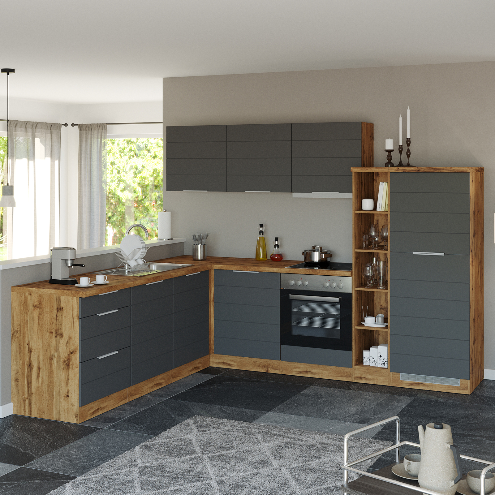 Hängeschrank FLORENZ - Wotaneiche-grau matt - 60 cm