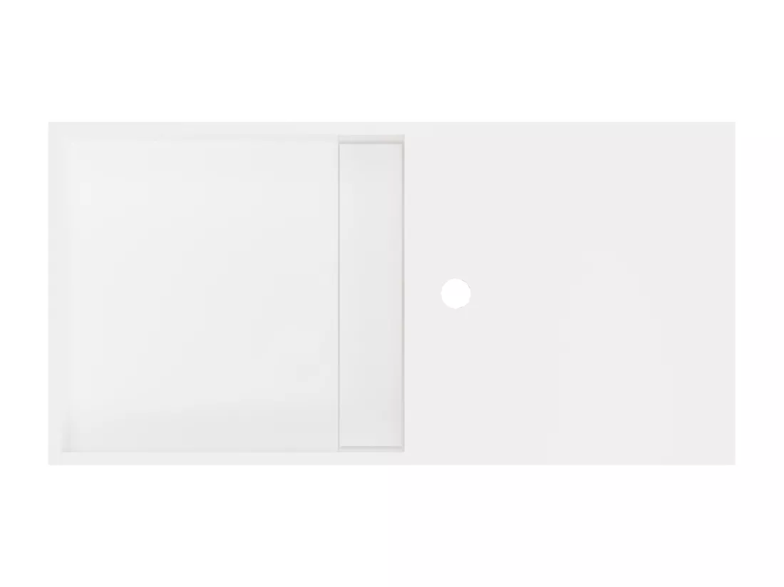 Plan vasque suspendu en solid surface avec niche - Blanc - L80 x l40 x H20 cm - GOYOKO