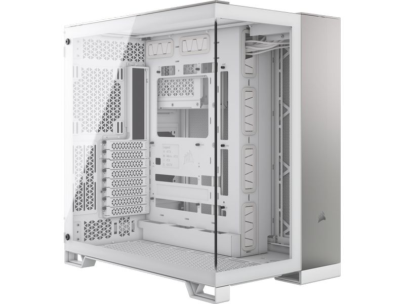 Corsair PC-Gehäuse 6500X Weiss/Aluminium Satin-Grau Mid-Tower PC-Case mit Zwei-Kammer-Design und herausragendem Luftstrom