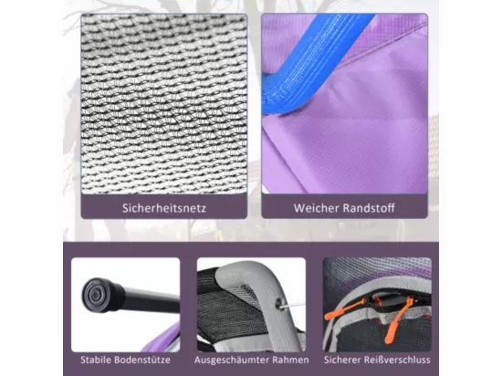 Trampoline rond pour l'intérieur et l'extérieur, 50 kg, taille (H*L): 157x147 cm, violet/gris