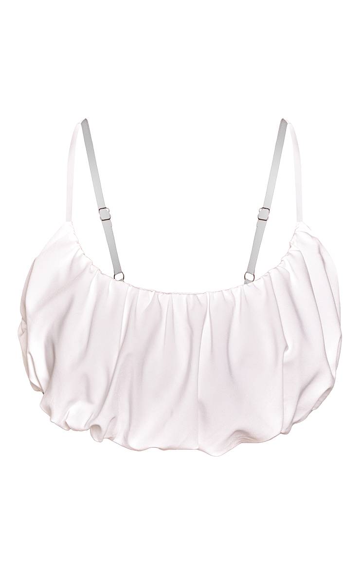 Blanc Brassière Froncée En Popeline De Coton