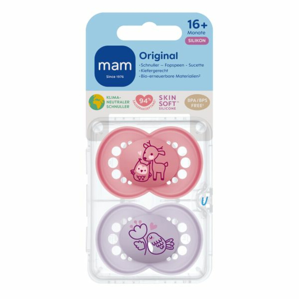 MAM Fopspeen Original Silikon 16+ mnd Roze2 stuks