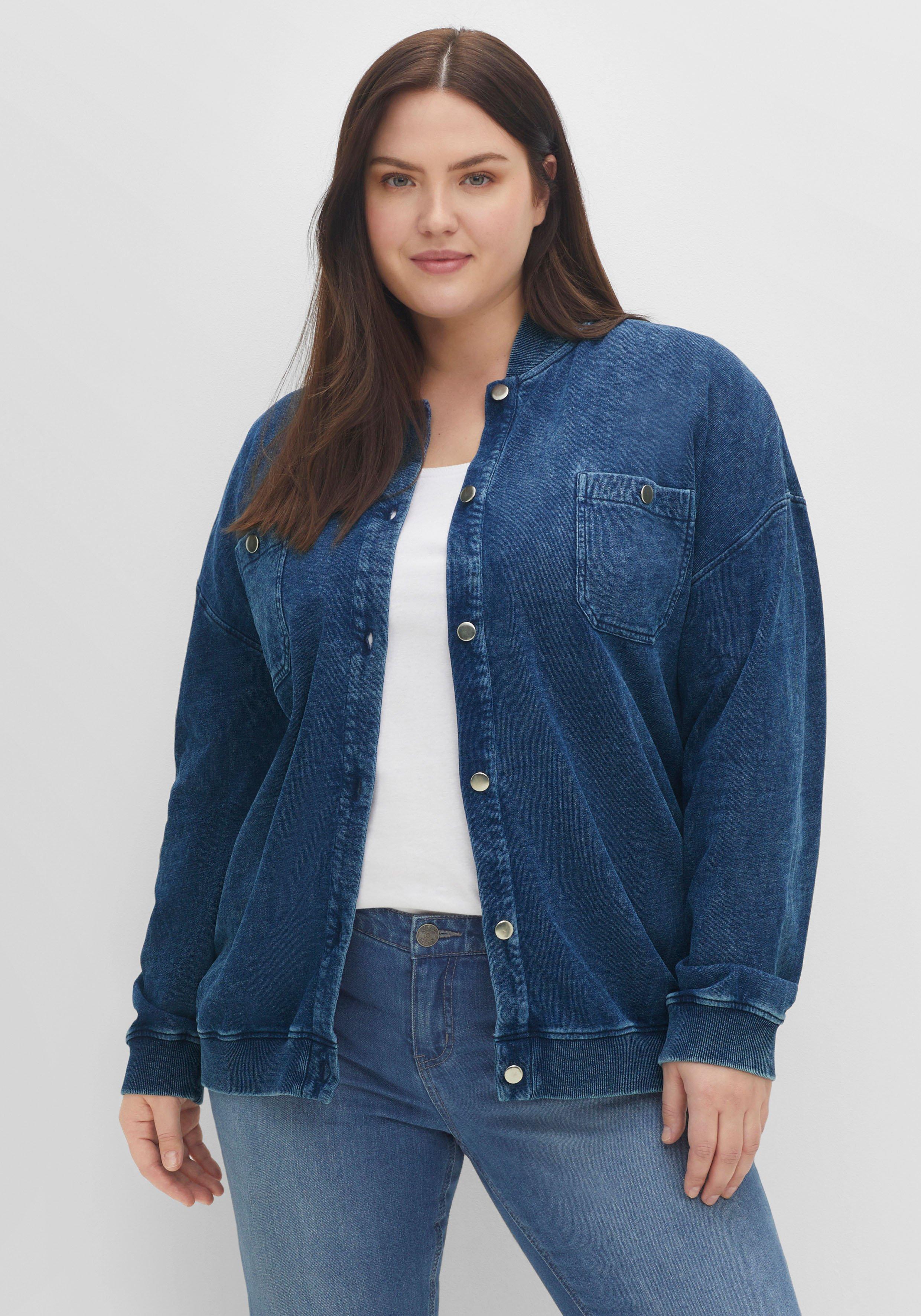 Sweatjacke in Jeansoptik, mit Brusttaschen