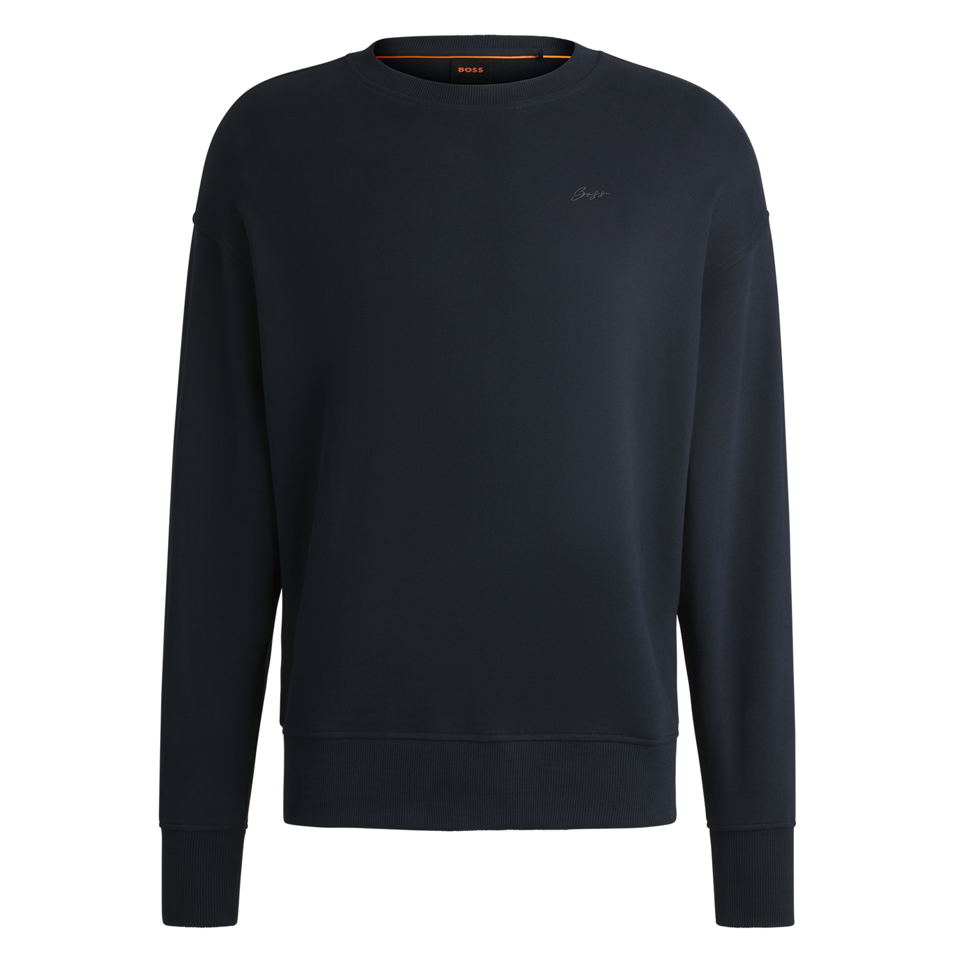 Sweat col rond brodé en coton | Bleu