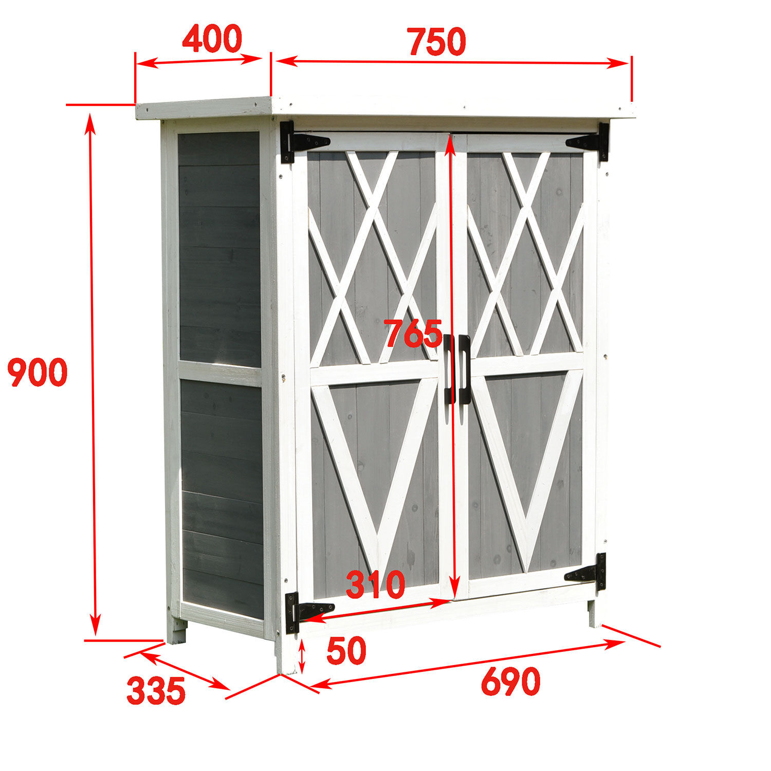 Holz-Kommode 2-türig grau-weiss