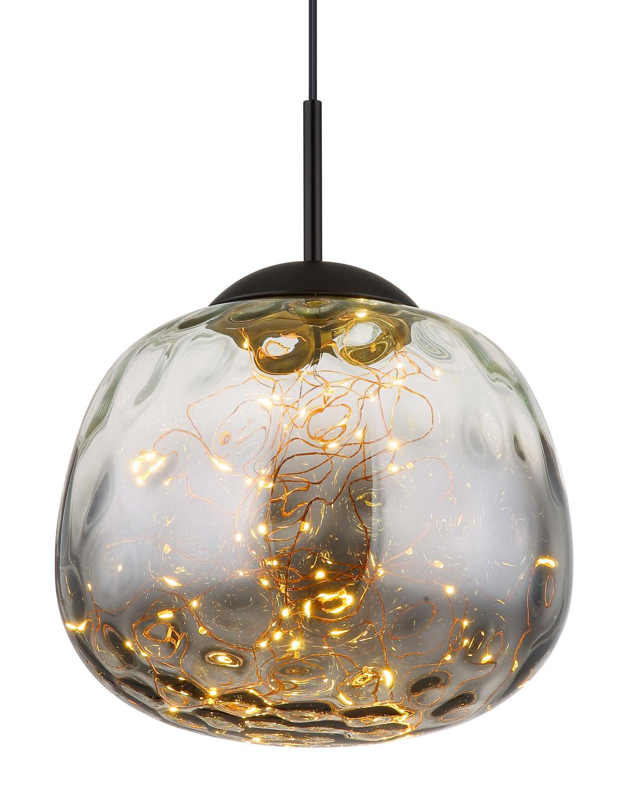 LED-Hängeleuchte - schwarz matt-rauchfarben-klar - Ø 30 cm