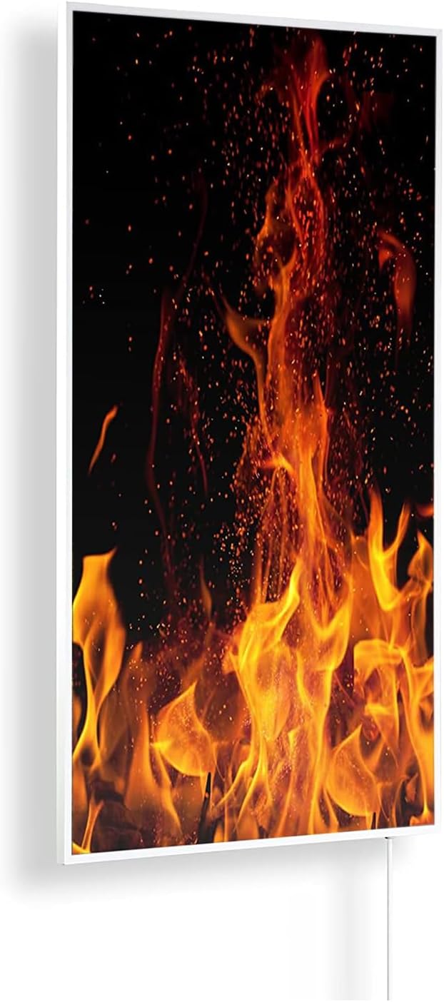 Könighaus Bild Infrarotheizung – Strahlende Wohlfühlmomente – TÜV SÜD - 5 Jahre Garantie - 600 Watt - Infrarot Wandheizung (Motiv: Feuer)