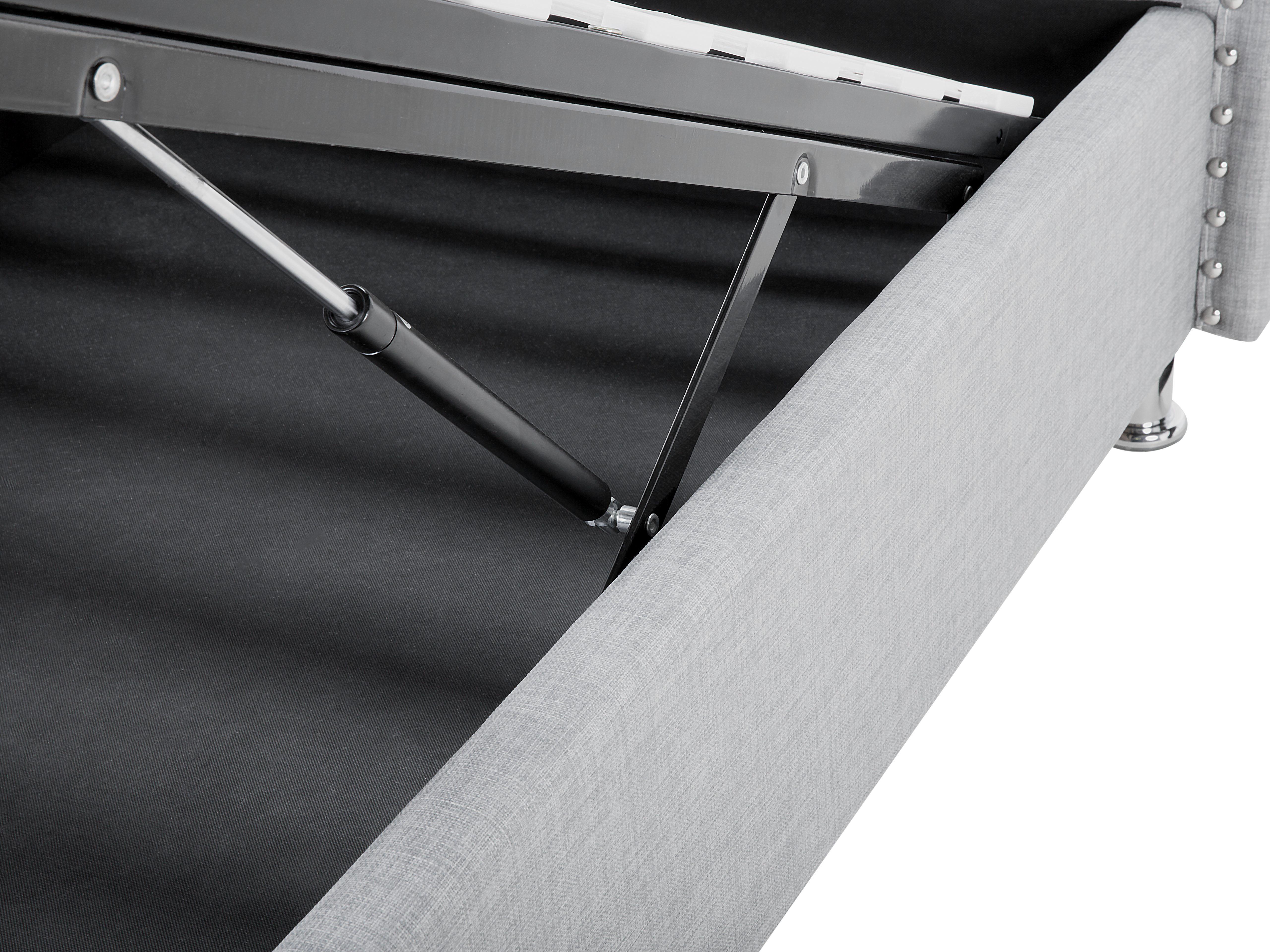 Bed met opbergruimte Stof METZ 90 x 200 cm Lichtgrijs