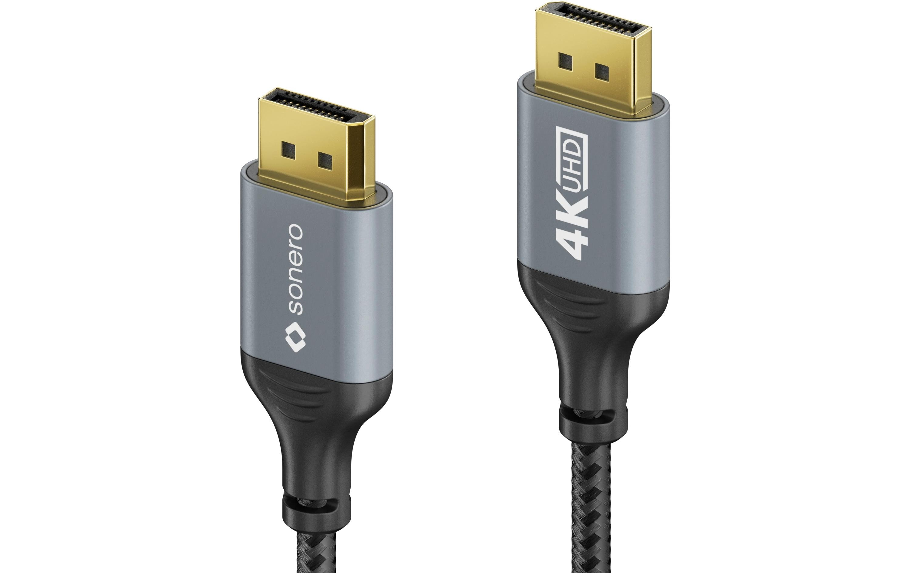 Kabel DisplayPort - DisplayPort, 1 mDisplayPort auf DisplayPort Kabel - 4K60 - grau/schwarz - 1.00m