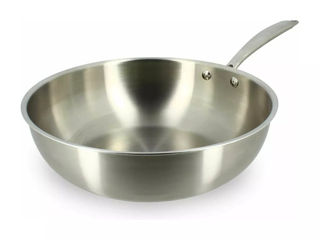 Menastyl - Wok Triply 28cm En Acier Inoxydable - Made In France
