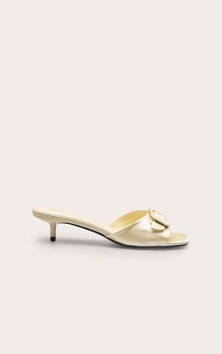 Butter Yellow Mule À Talon Chaton En Satin Avec Détail Boucle