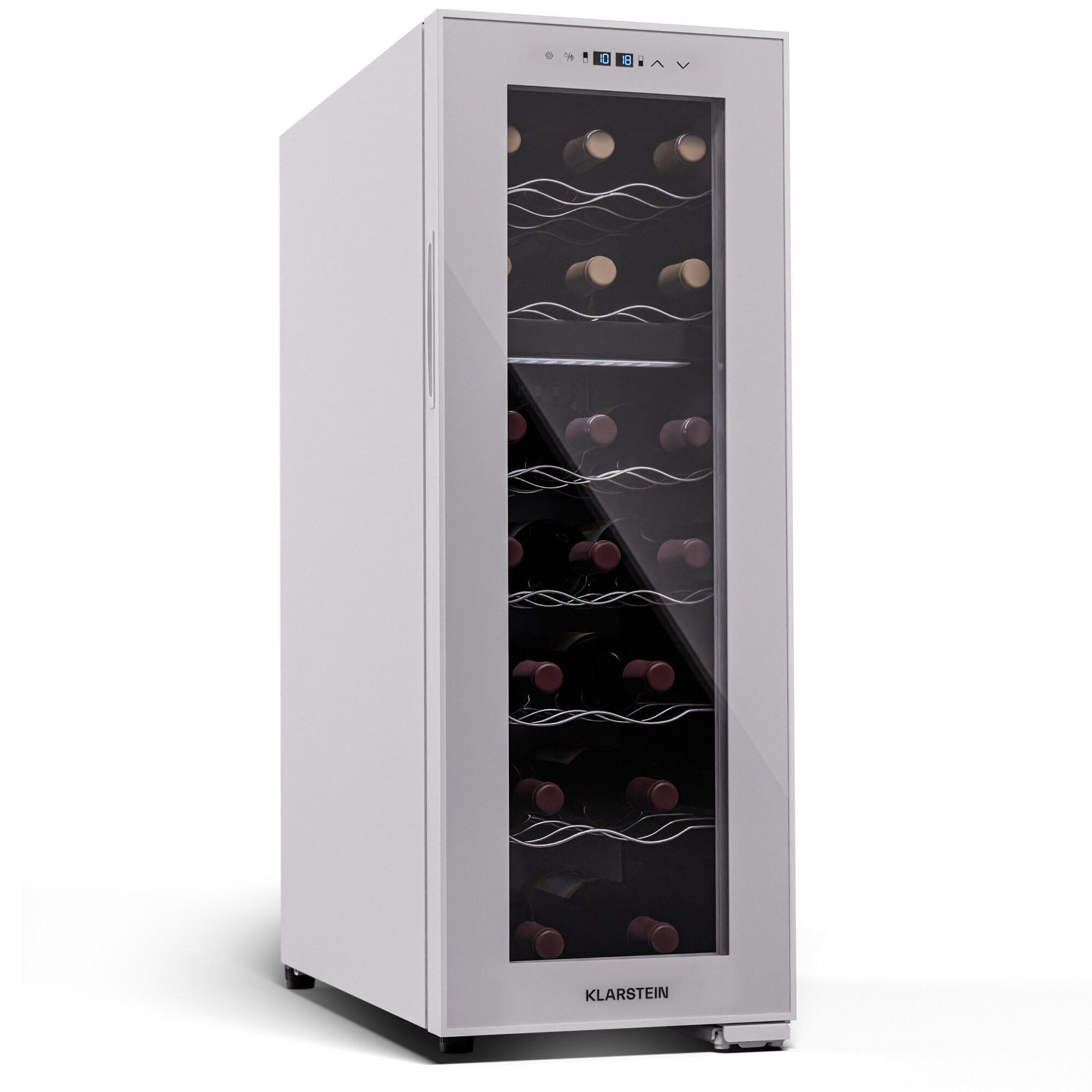 Shiraz 18 Duo Weinkühlschrank 2 Zonen 53L/18 Flaschen 5-18 °C Touch Weiß 18 Flaschen 2 Kühlzonen