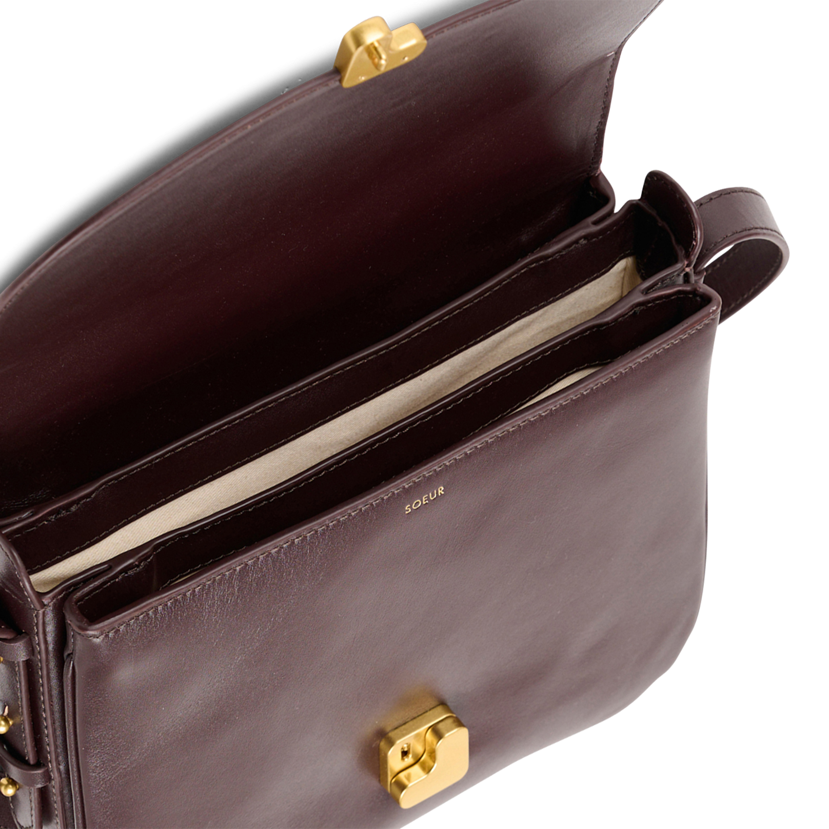 BELLISSIMA MAXI - Sac maxi bandoulière en cuir glacé en cuir| Violet