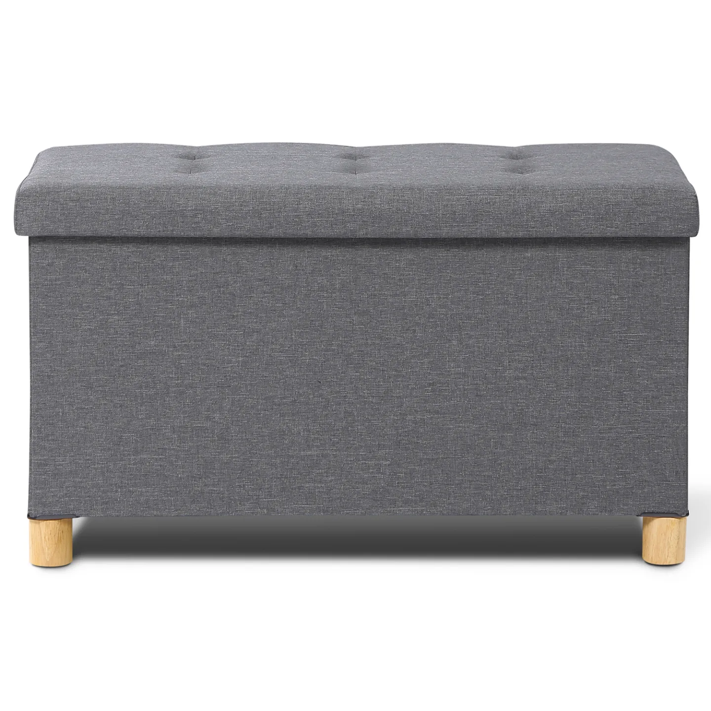 Banc coffre rangement sur pied 76 cm tissu gris anthracite