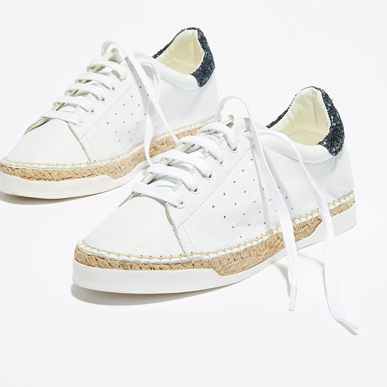 Canal Saint Martin Basket espadrilles en Cuir Lancry Glitter blanc/bleu