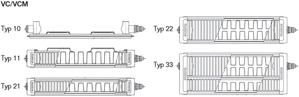 Buderus Logatrend VC-Profil-Heizkörper Typ 33 BH 500 / L 1200 (mit Halterset)