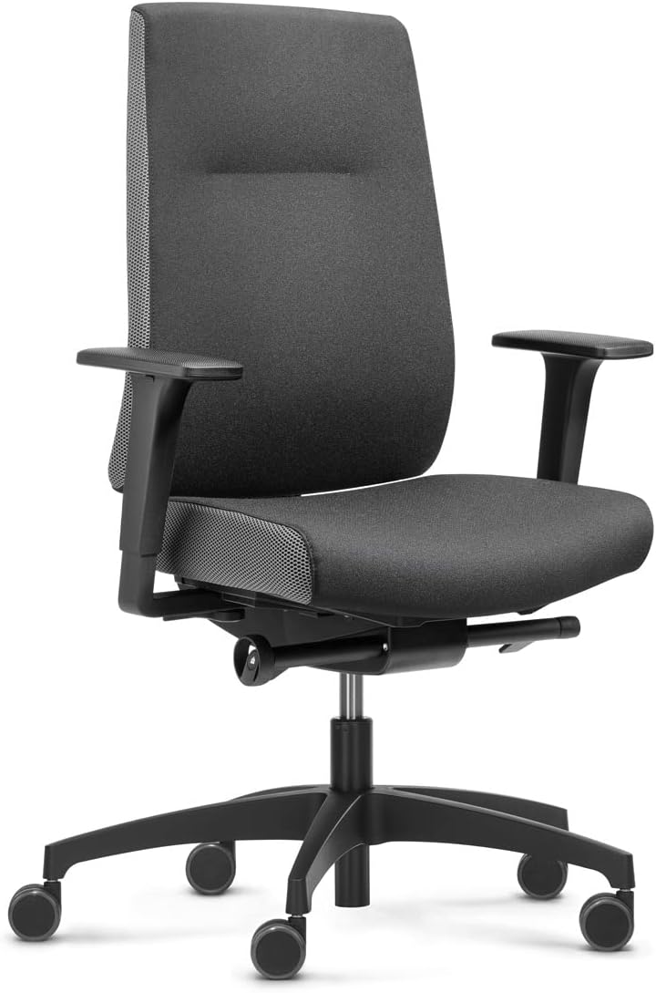 Dauphin Indeed Performance Operator, ergonomischer Bürostuhl & tiefenverstellbarer Lordosenstütze, höhenverstellbarer Kopfstütze, 2F-Armlehnen, Drehstuhl (Polsterrückenlehne, ohne Kopfstütze)
