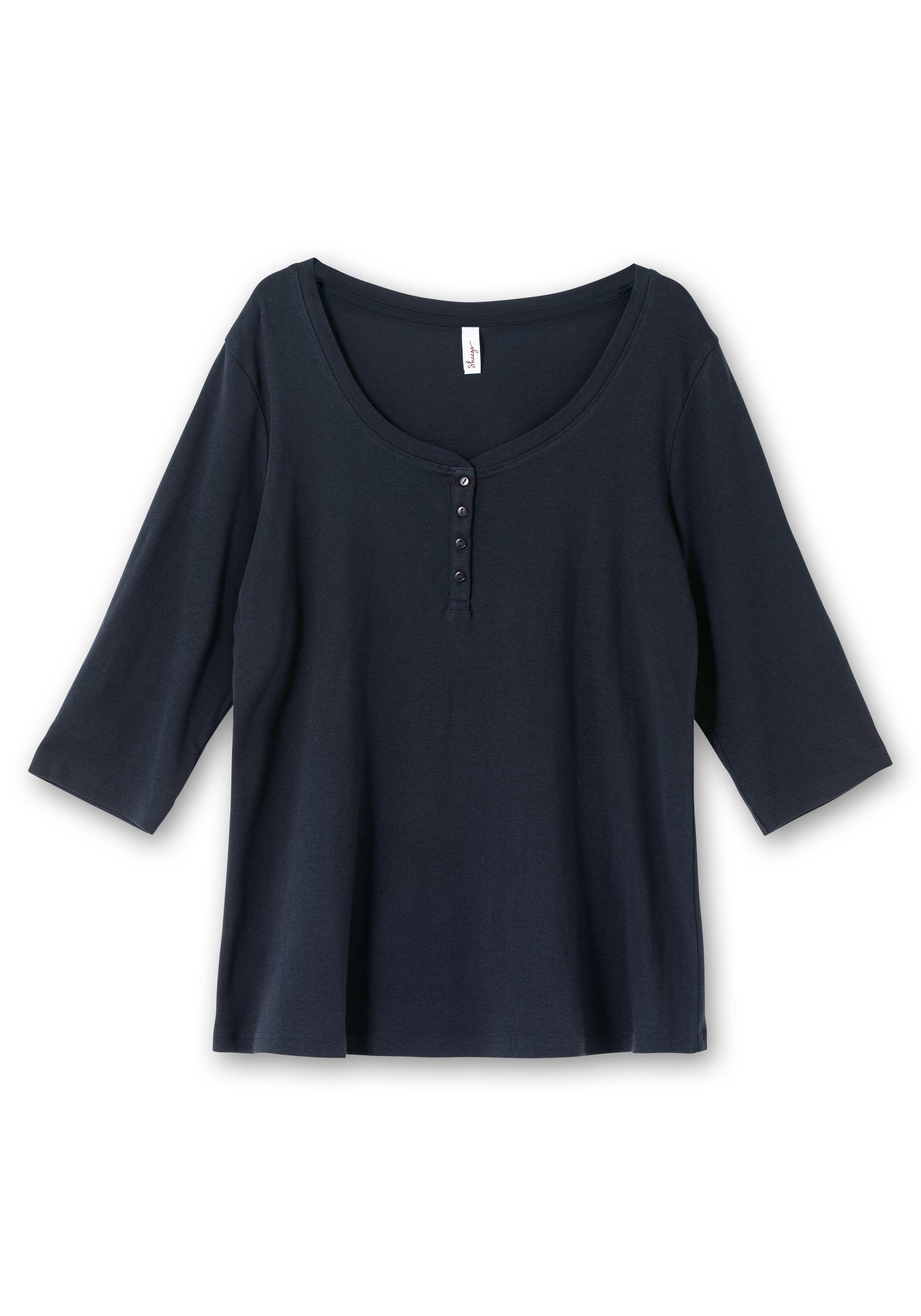 Henleyshirt mit 3/4-langen Krempelärmeln
