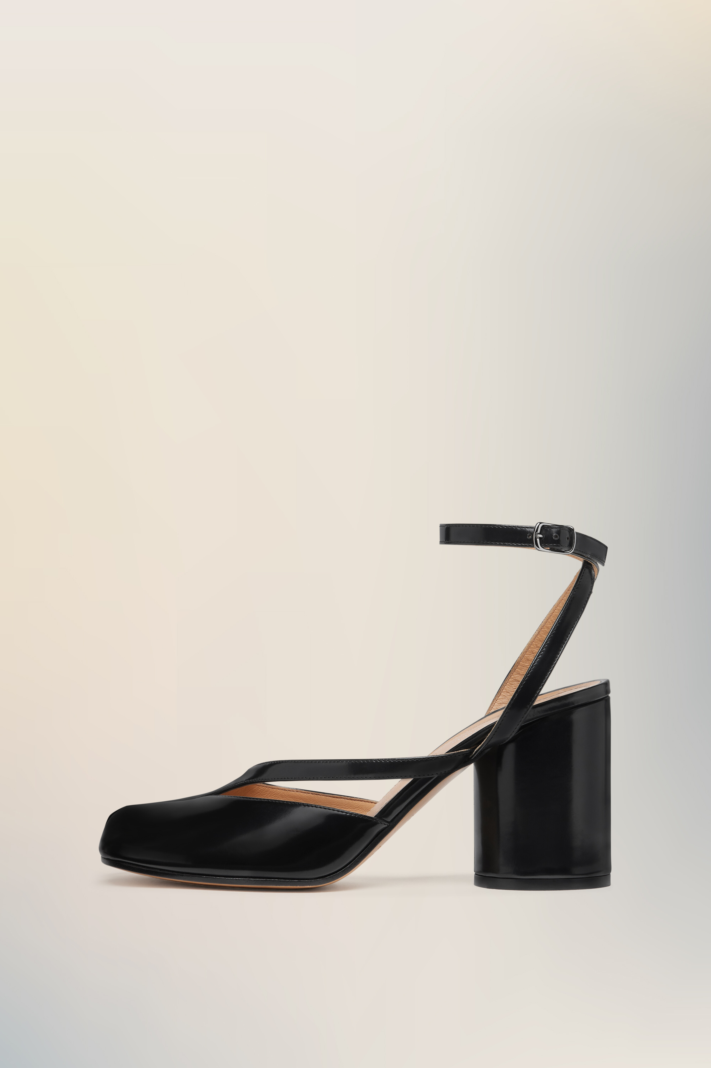 Sandales à talon Tabi noires en cuir pour femme Noir