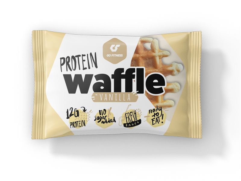 Go Fitness Nutrition Protein Waffle 1 x 50 g, Vanille Protein Waffel mit Kakao- und Schokoladenüberzug