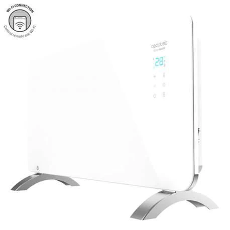 Convecteur sur pieds en verre programmable avec Wi-Fi 1500W blanc Ceco