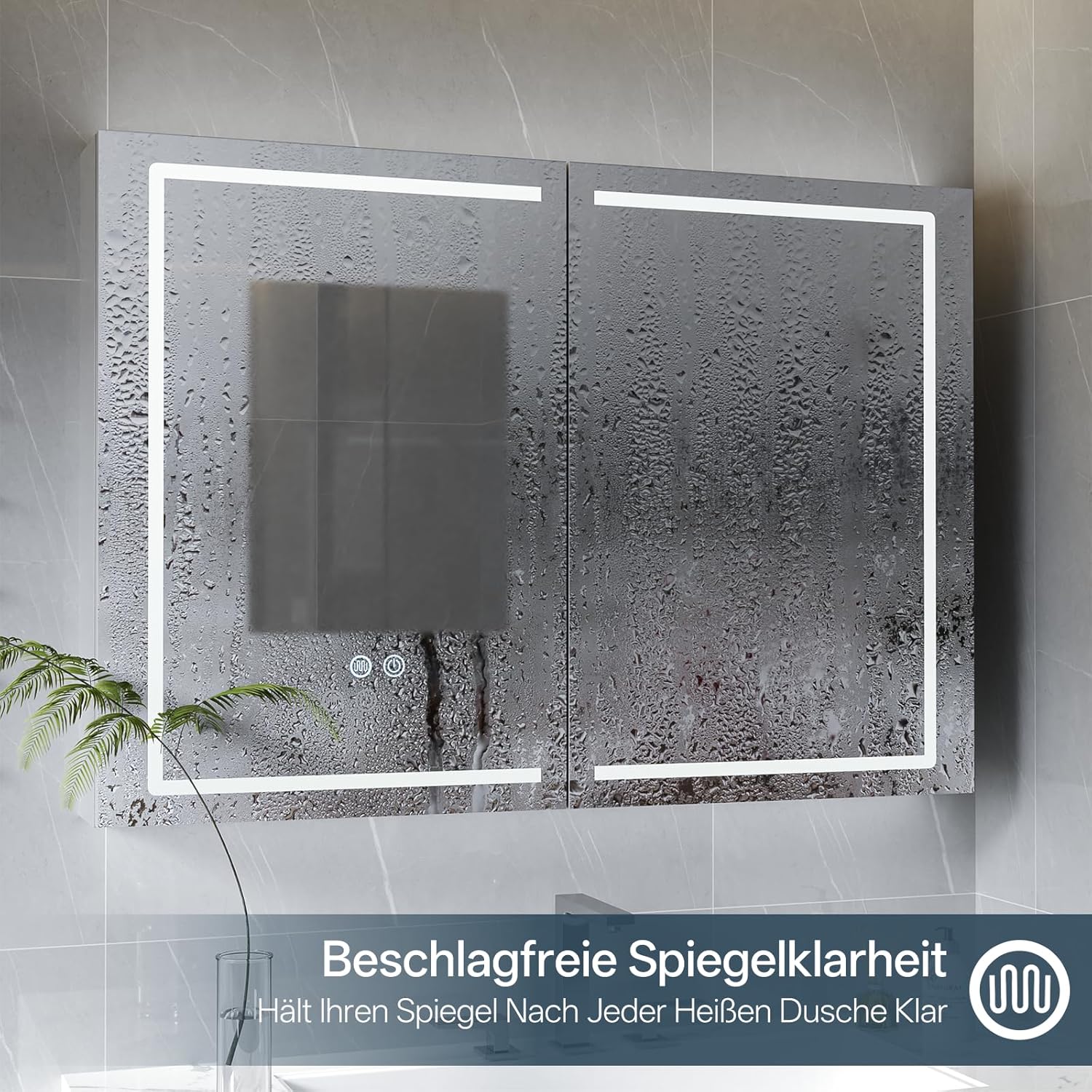HySail Spiegelschrank Bad mit Beleuchtung, Dimmbare Helligkeit & 3 Farbtemperaturen, 100x70x14 cm Badezimmer Spiegelschrank mit Touch-Schalter, Anti-Beschlag & Steckdose, Komplett Vormontiert