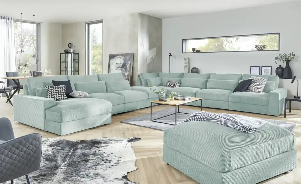 Element Branna Mintgrün Cordstoff Ottomane links