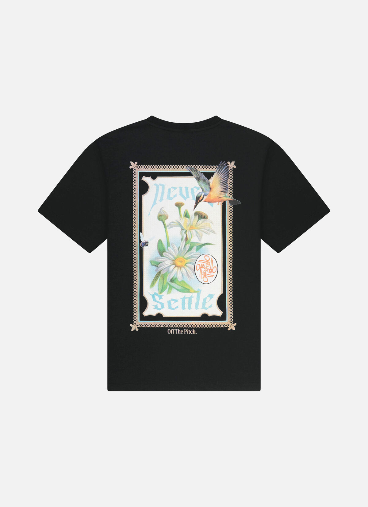 Off The Pitch Never Settle T-Shirt Heren Zwart