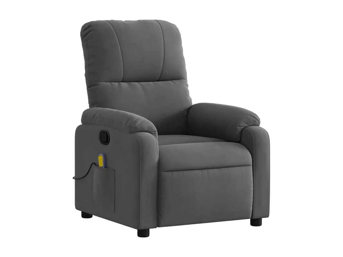 Fauteuil inclinable de massage gris foncé tissu microfibre