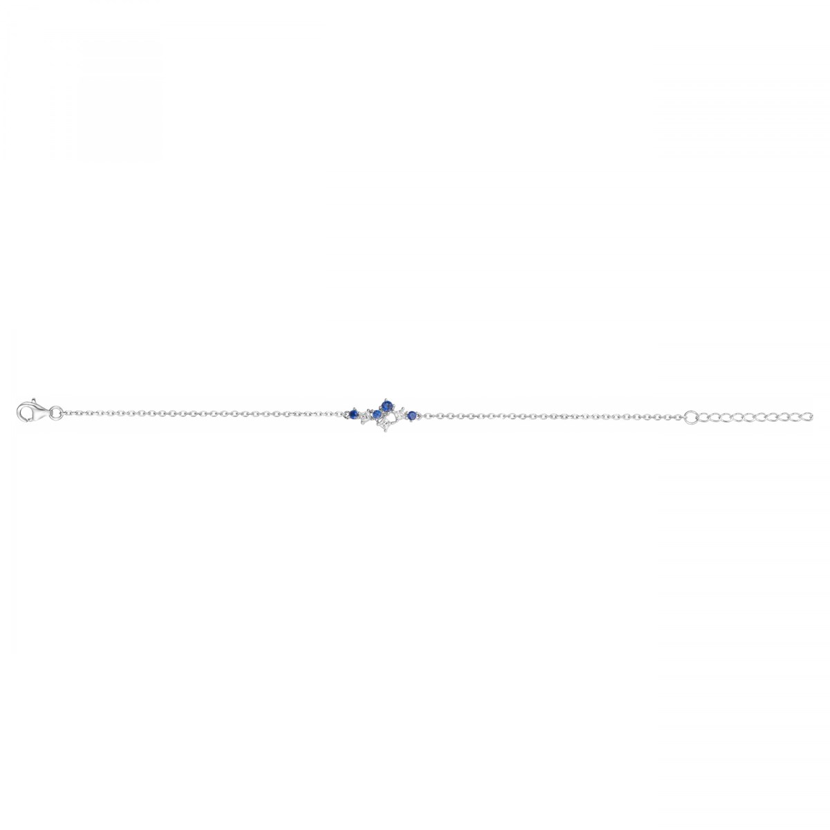 Bracelet souple mono-motif en Argent avec spinelle bleu saphir