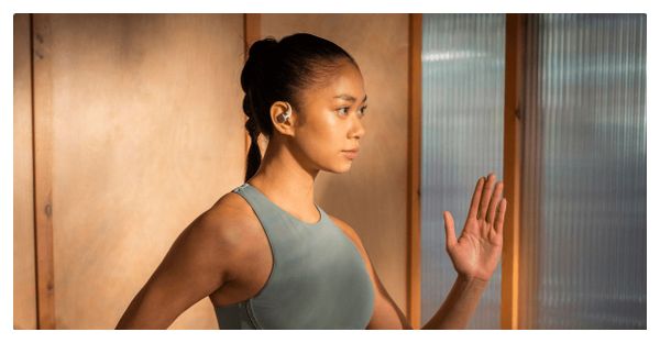 Écouteurs sans fil à oreilles libres Shokz OpenFit USB-C Beige
