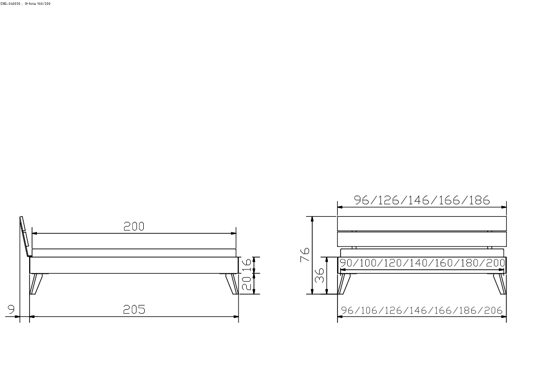 Holzbett HASENA ORTONA 90x200cm