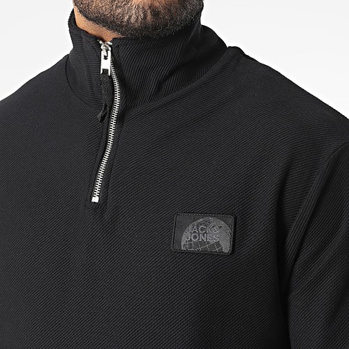 Sweat Col Zippé Classic Twill Noir
