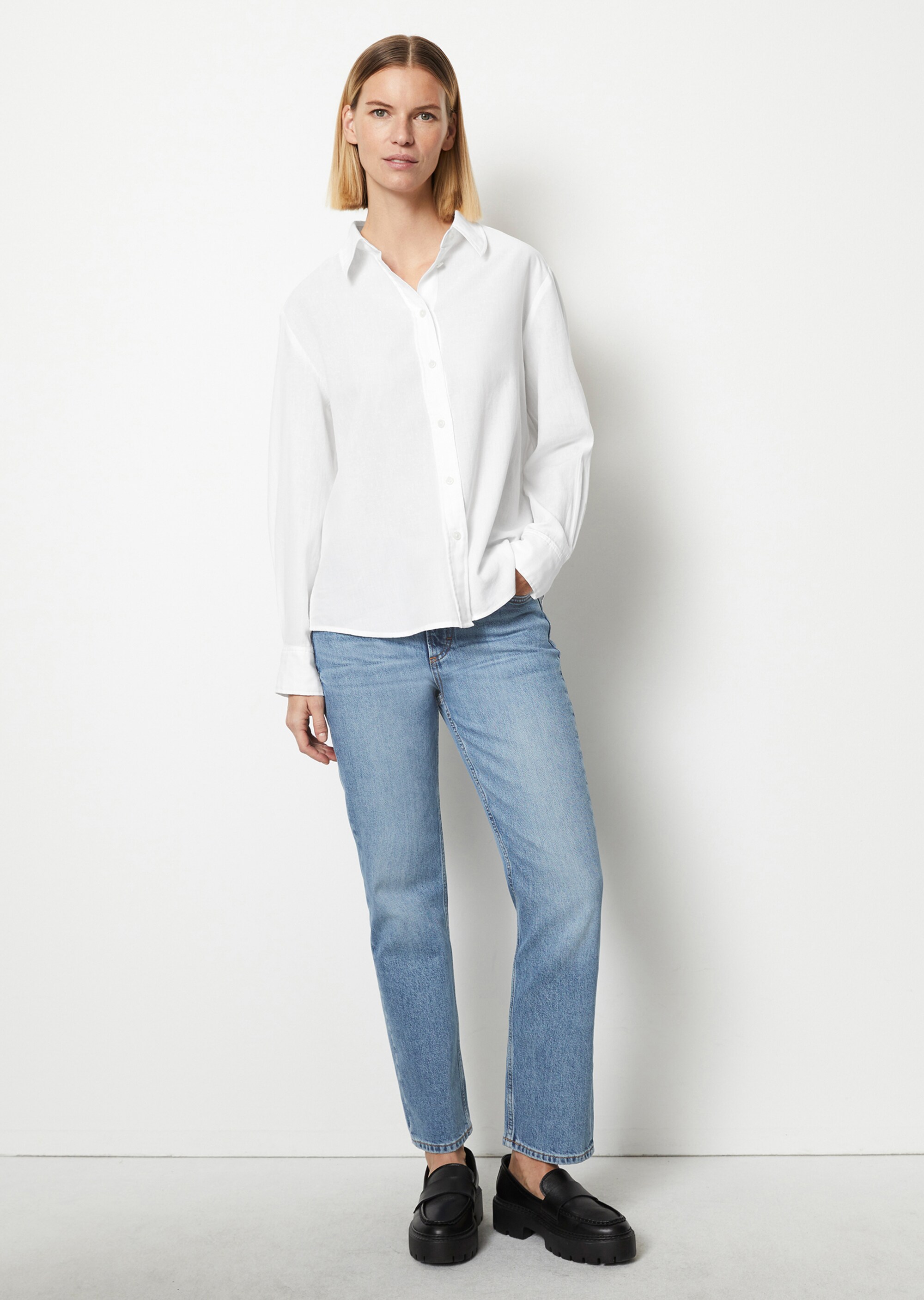 Bluse regularaus softem Baumwoll-Twill