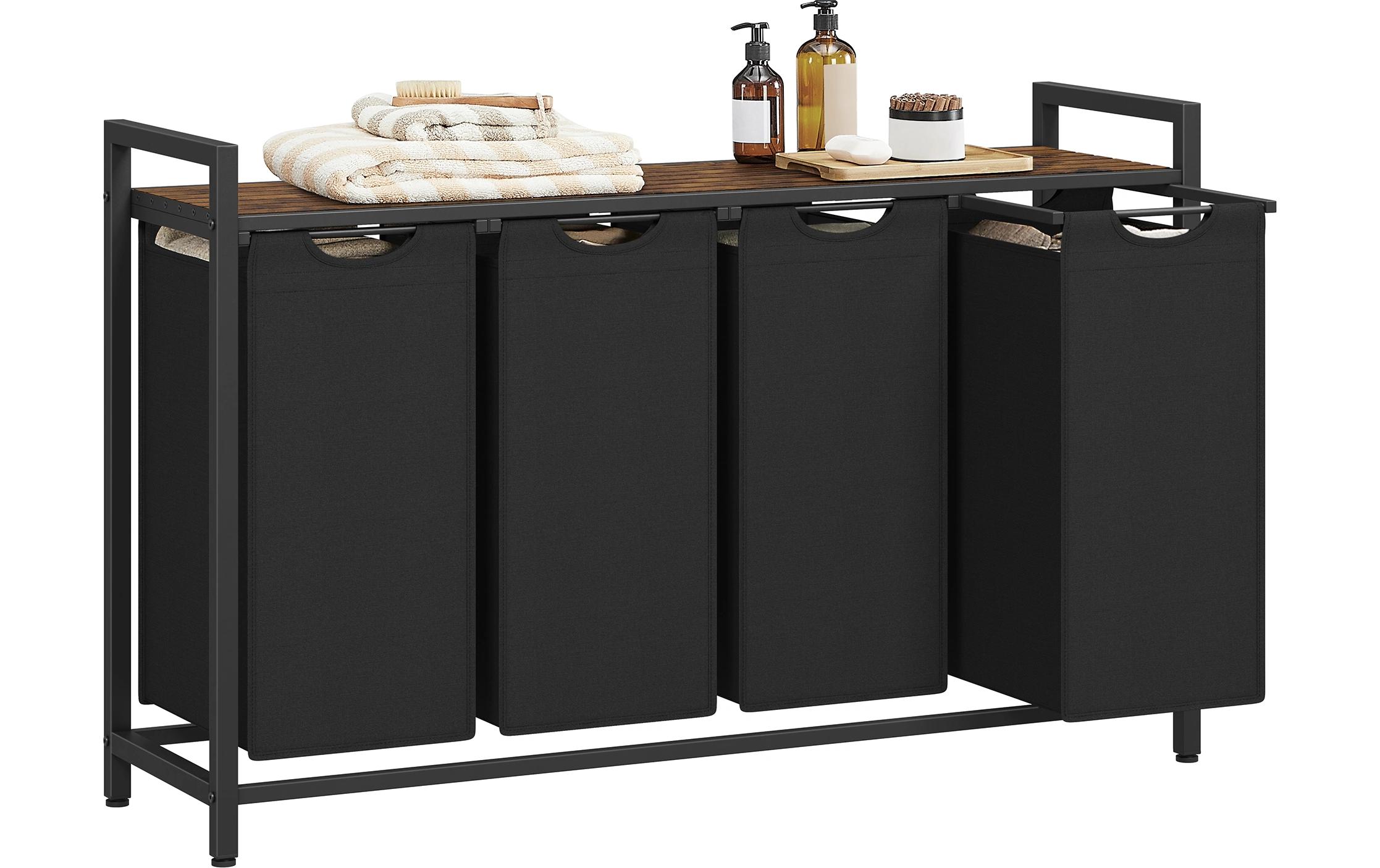 Wäschekorb mit Ablage 140 l, SchwarzWäschesammler
