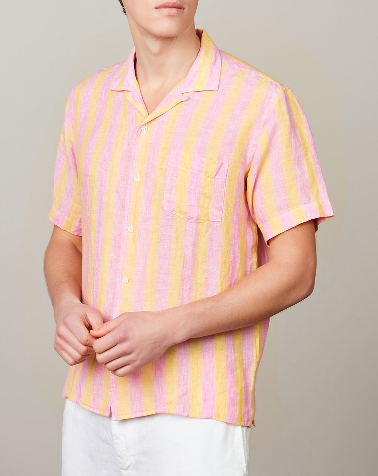 Hartford Chemise regular 100% Lin Palm rose/gold