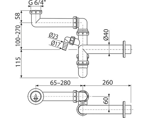 Alca ruimtebesparende gootsteensifon 1 1/2