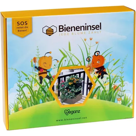 Veganz Pflanzkasten mit kindgerechtem Begleitbuch zur Rettung von Wildbienen