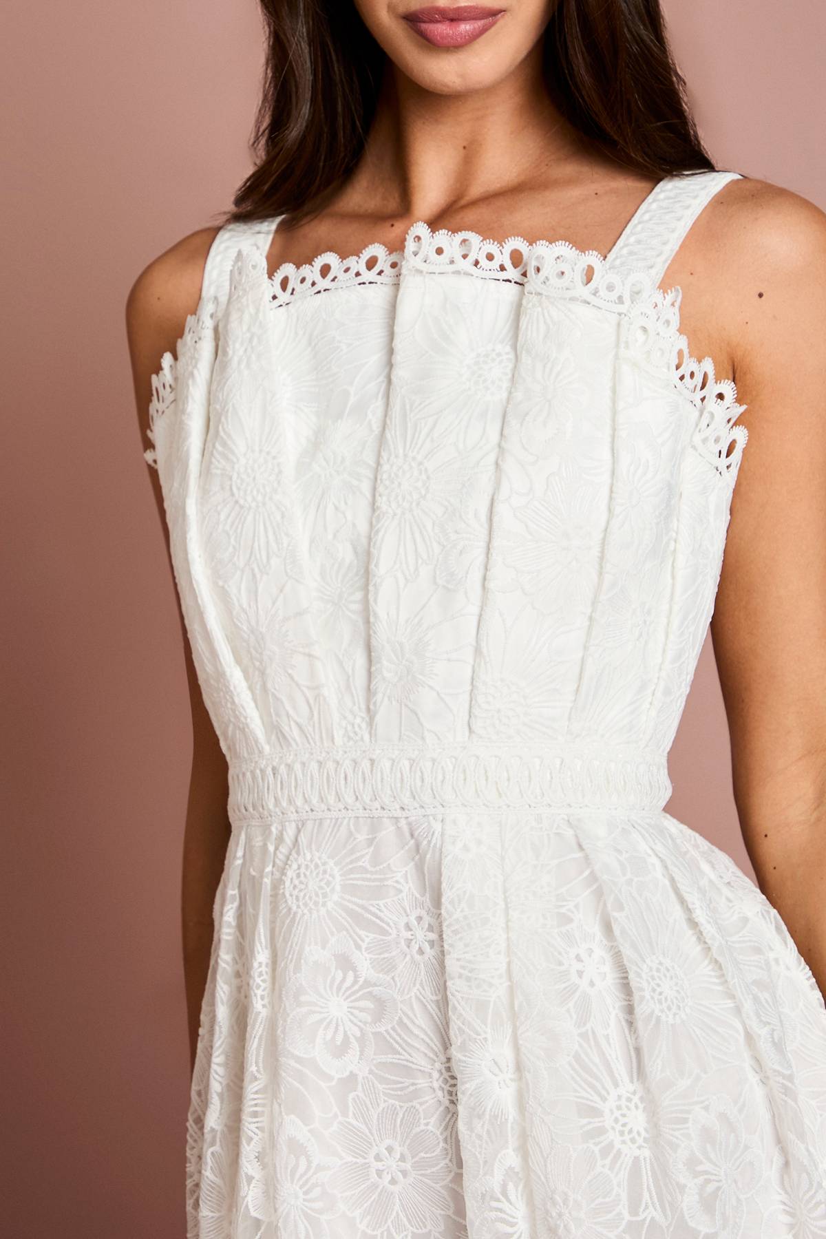 Coast Robe Midi En Dentelle À Corsage Éventail