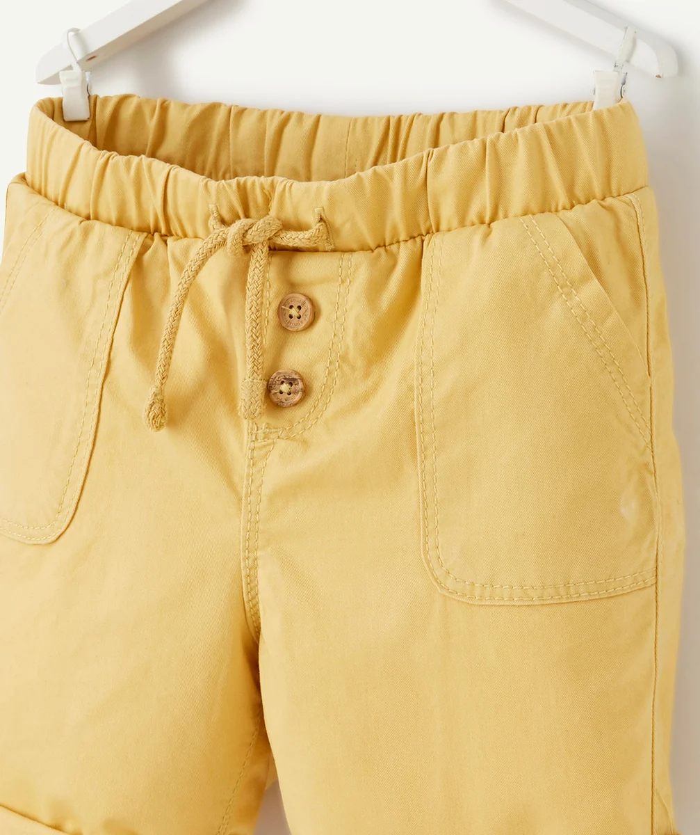 BERMUDA DROIT BÉBÉ GARÇON JAUNE EN COTON