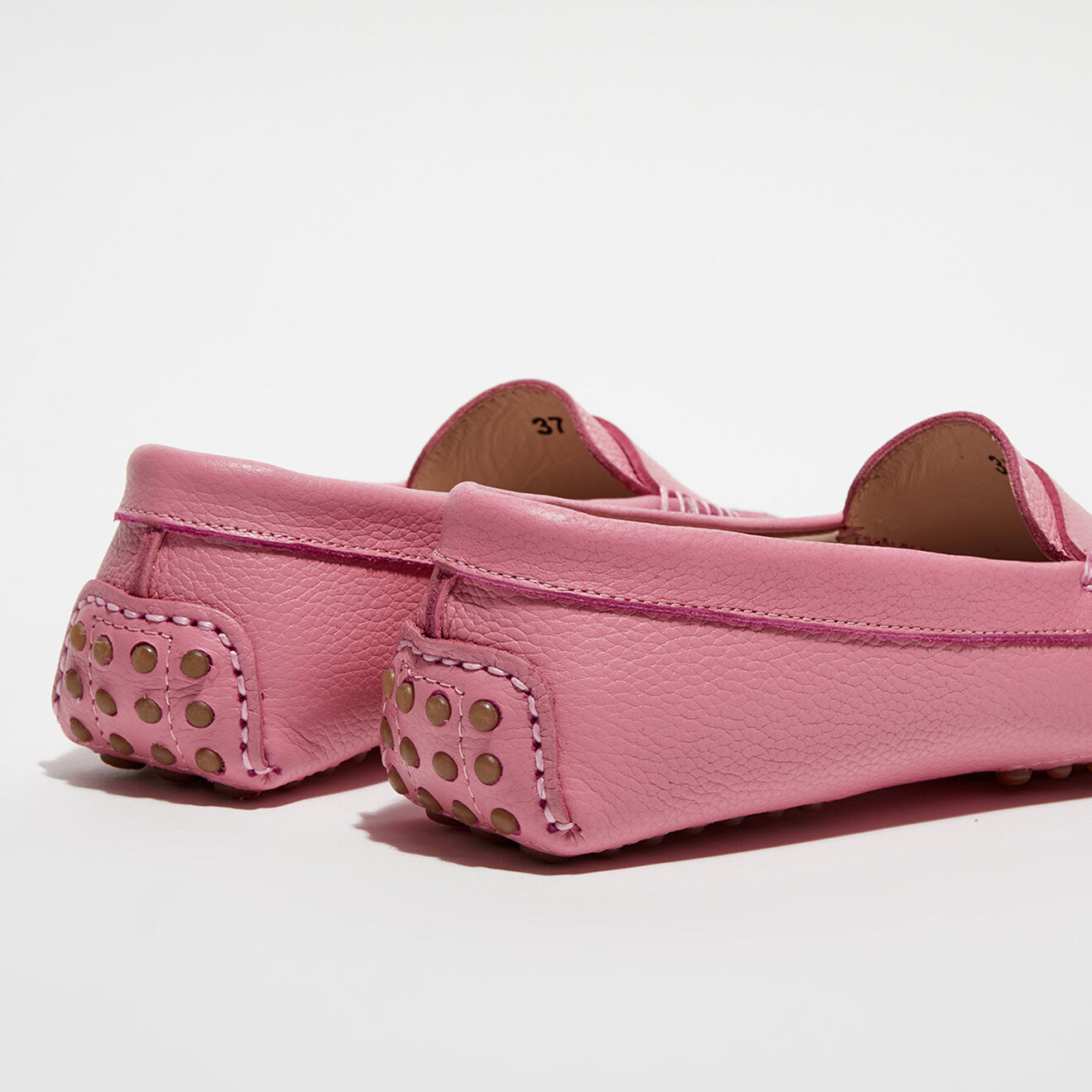 Loafers Mocassins en Cuir grainé Jade roses