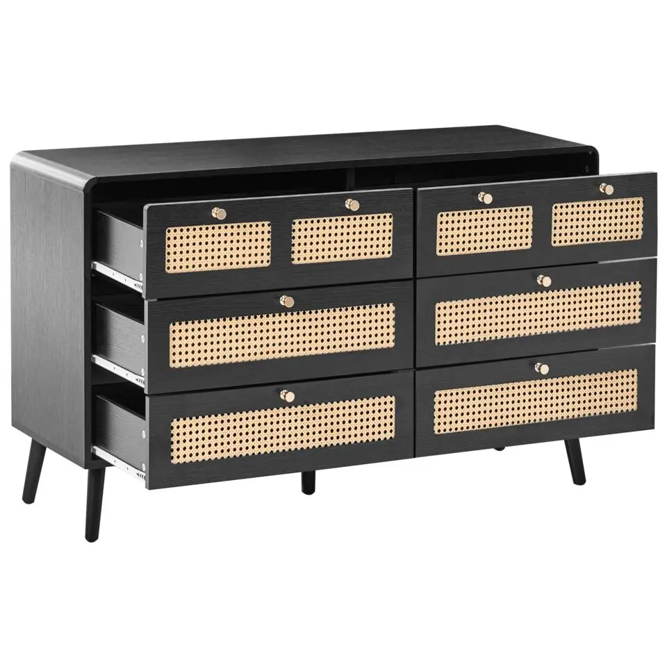 MOURA - Ladekast 6 lades - Zwart - MDF