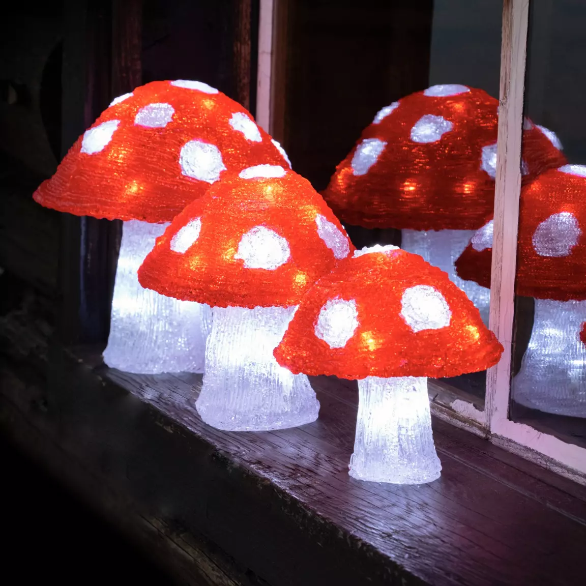 Lot de 3 champignons lumineux 72 LED (H23 cm) Blanc froid