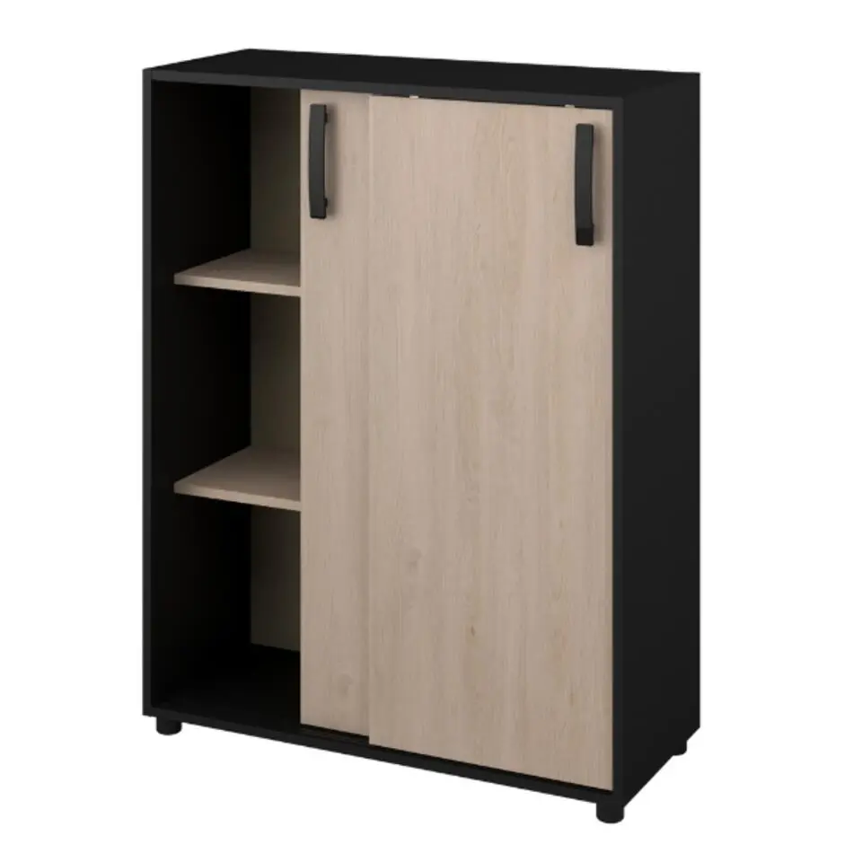 Bijzetkastje Celestia met 2 schuifdeuren - eikdecor/zwart