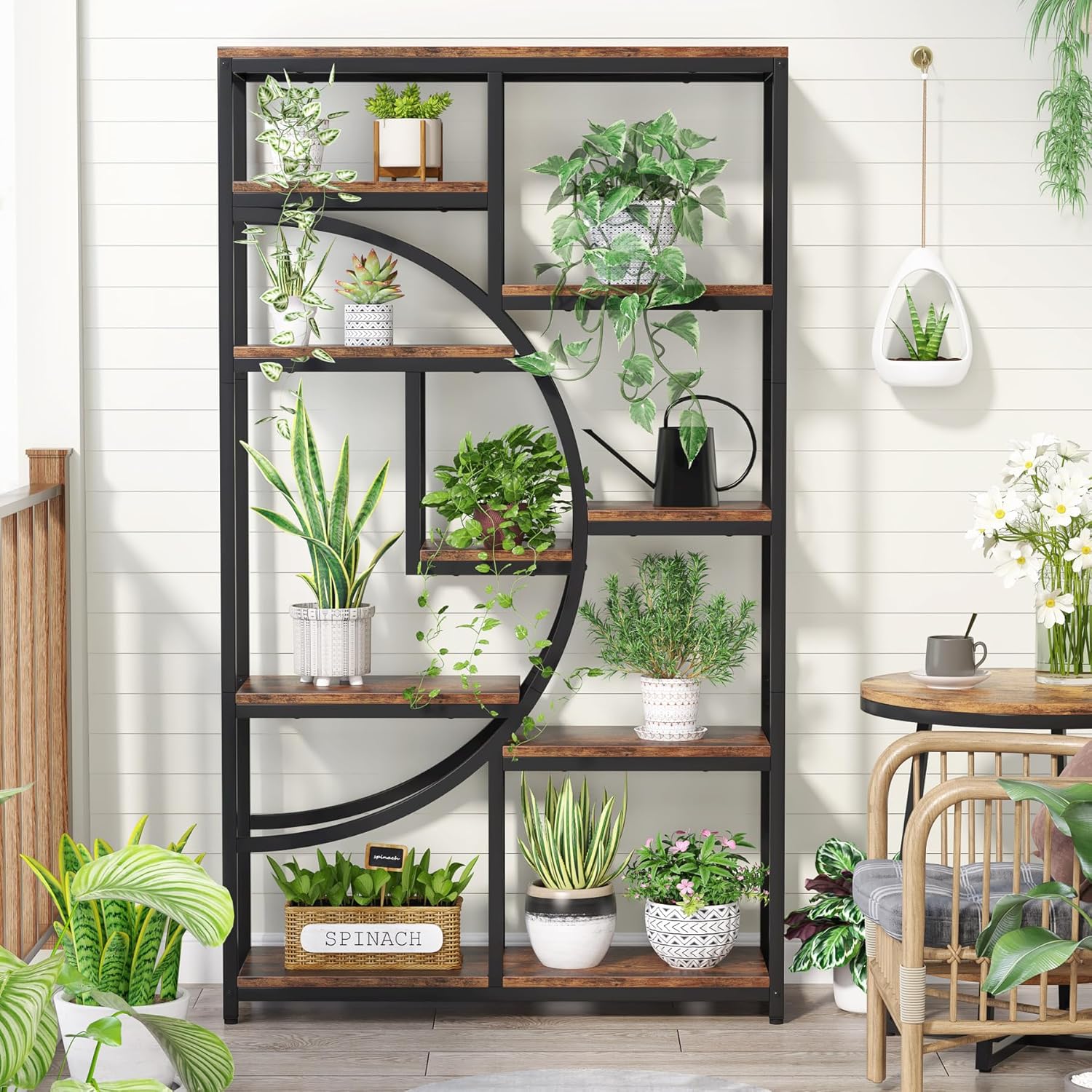 Tribesigns Bücherregal, industrielles 5-stöckiges Etagere-Bücherregal, freistehend, hohe Bücherregale, Display-Regal, Aufbewahrungs-Organizer mit 9 offenen Ablageflächen für Wohnzimmer (2 Stück)