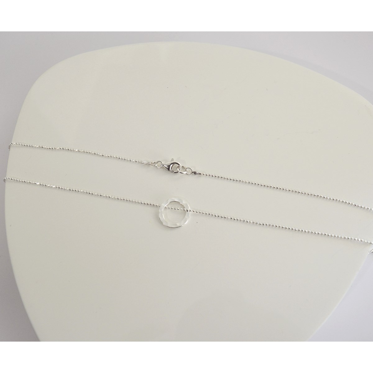 Collier délicat anneau martelé argent 925