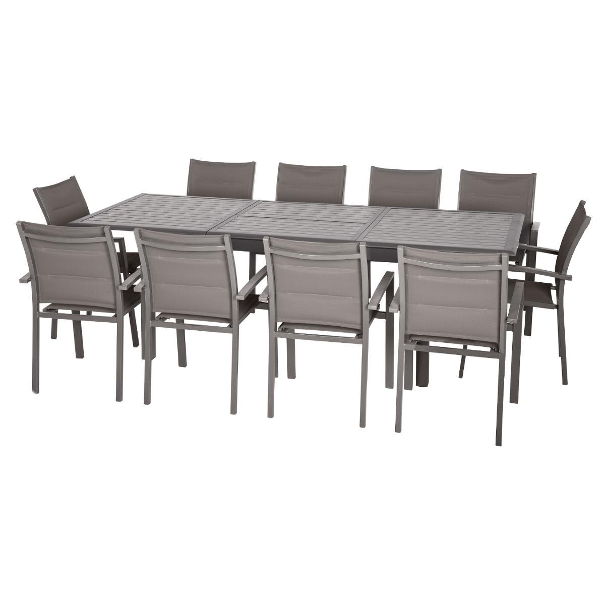 TABLE AZUA EXTENSIBLE ALUMINIUM EXPRESSO TONKA 10 PLACES